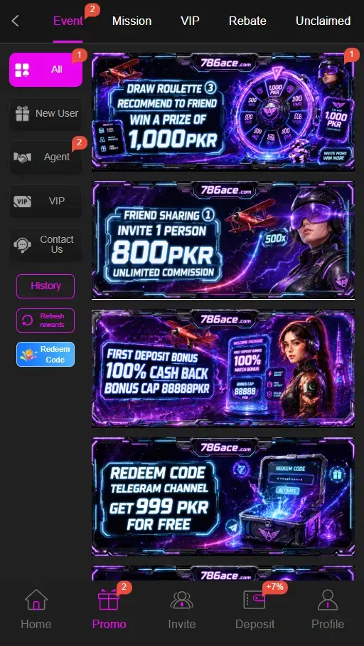 786Ace Game APK Rewards and bonuses