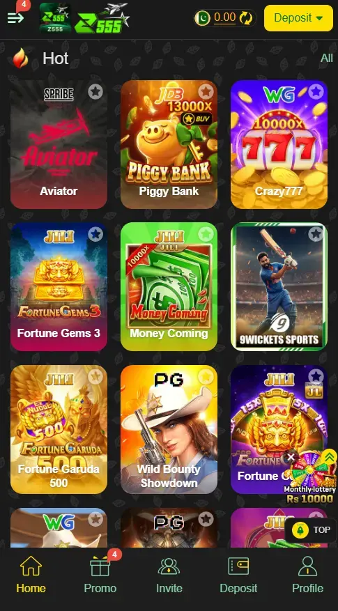Z555 APK Game Interface