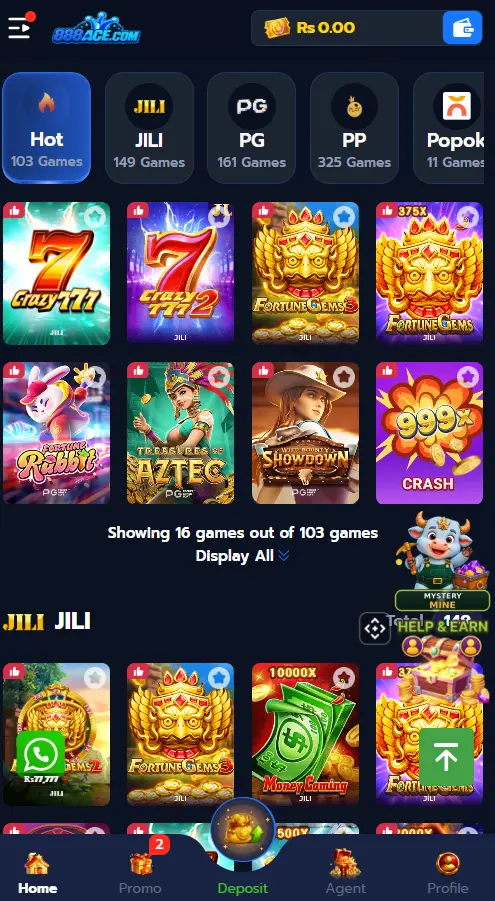 888Ace Game Interface New Earning App