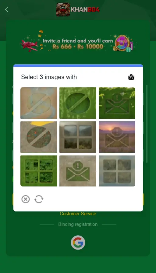 Khan 804 Game Captcha after registration