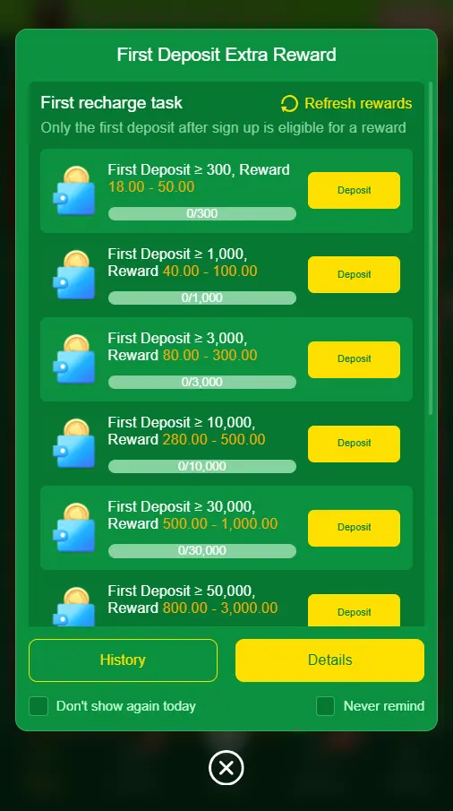 Khan804 Game Deposit bonuses in latest Version