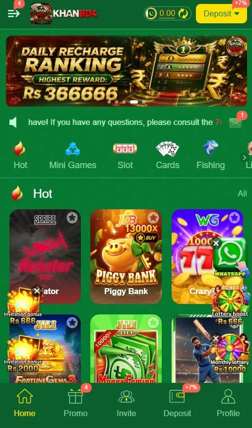 Khan 804 Game Home Screen