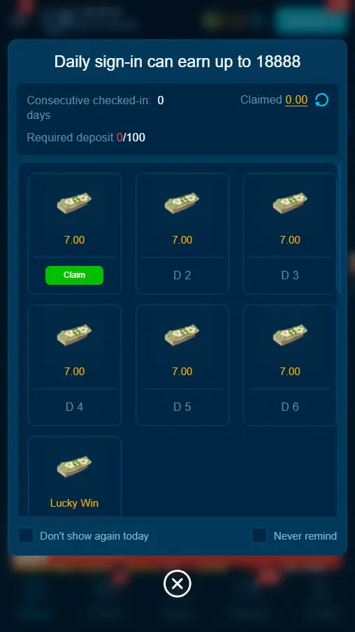 QK777 Daily bonuses screenshot