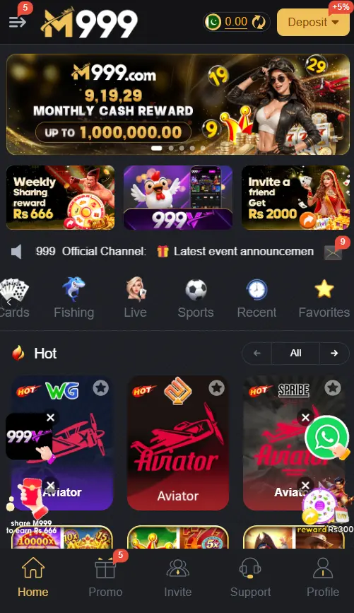 M999 Game APK Homescreen