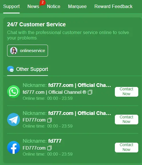 FD 777 Support Section