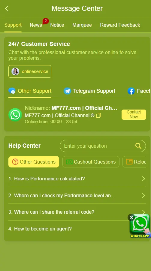 MF 777 Customer support