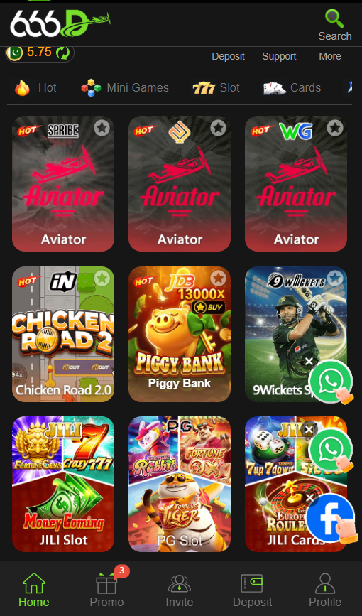 666D Game Home screen