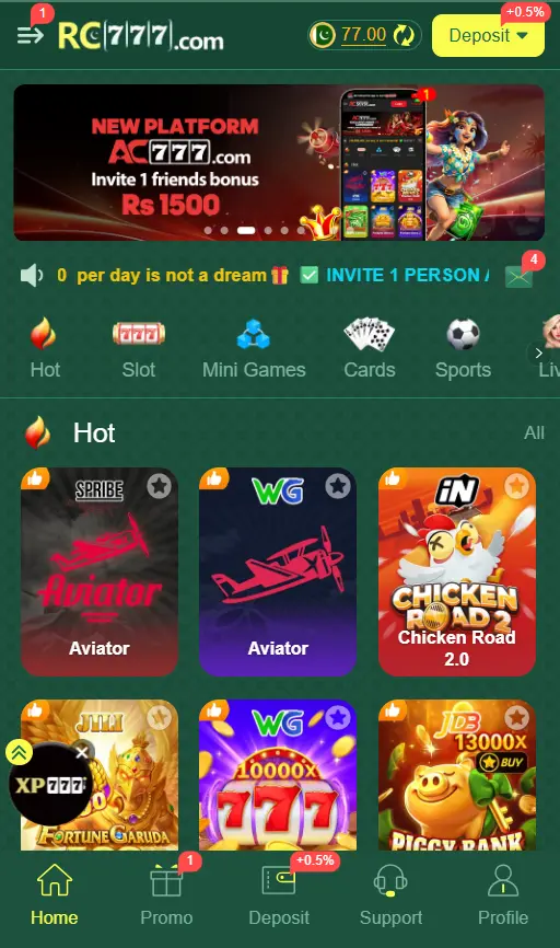 RC 777 Game APK Home screen