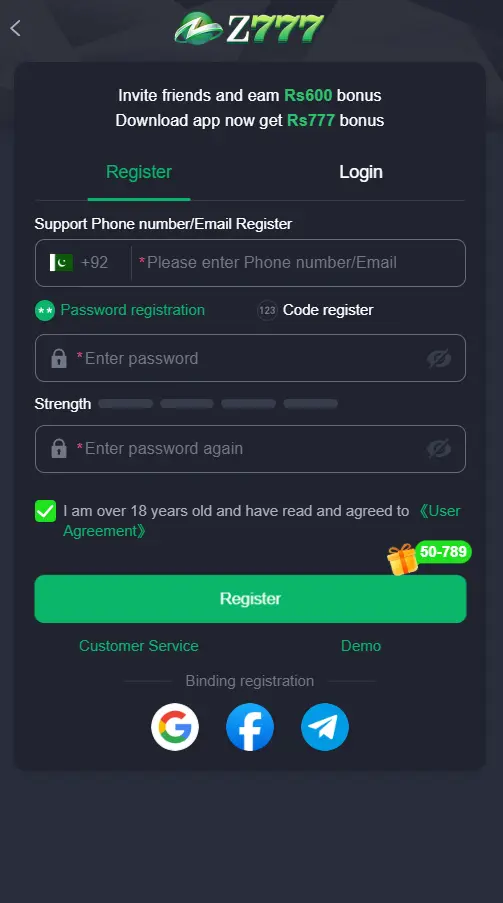 Z777 Game APK Login