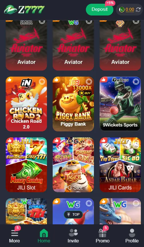 Z777 Game interface