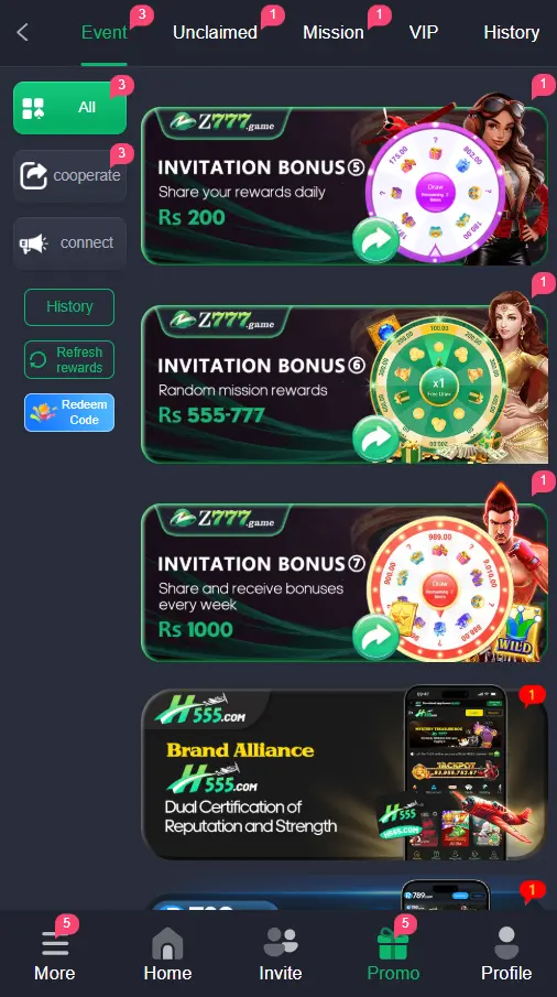 Z777 Bonuses