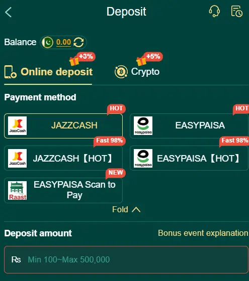 PK365 Game deposit and withdraw
